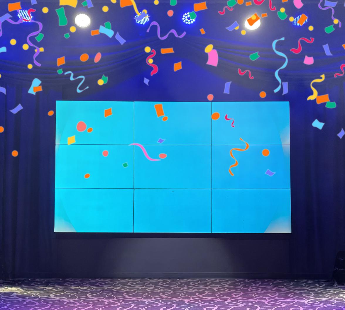 Confetti drop in stage area