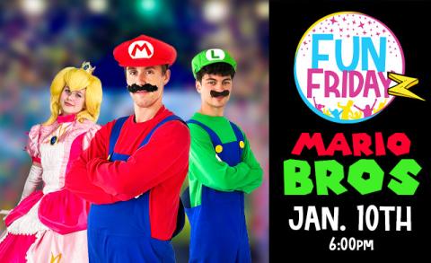 Mario bros party characters at the Fun Place in Clarkston Michigan